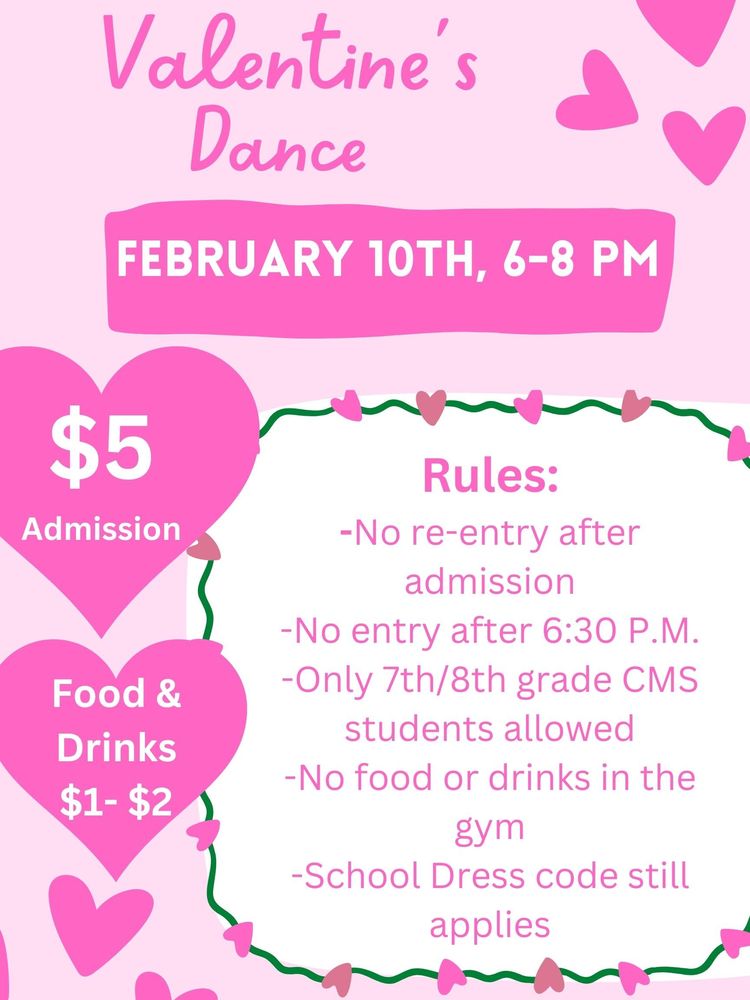 7th & 8th Grade Valentine's Dance Flyer
